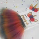 0-7 years Girls Cotton unicorn Full Sleeves T Shirts & Dark Multi Colors Skirt