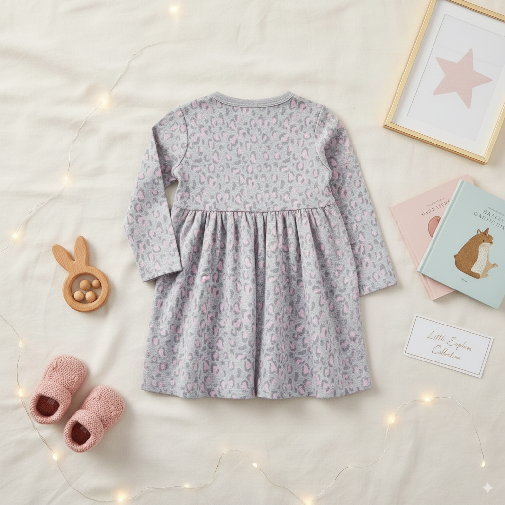 Gray-Pink-Tigress-Leapard-Full-Sleeves-Cotton-Baby-Girl-Frock