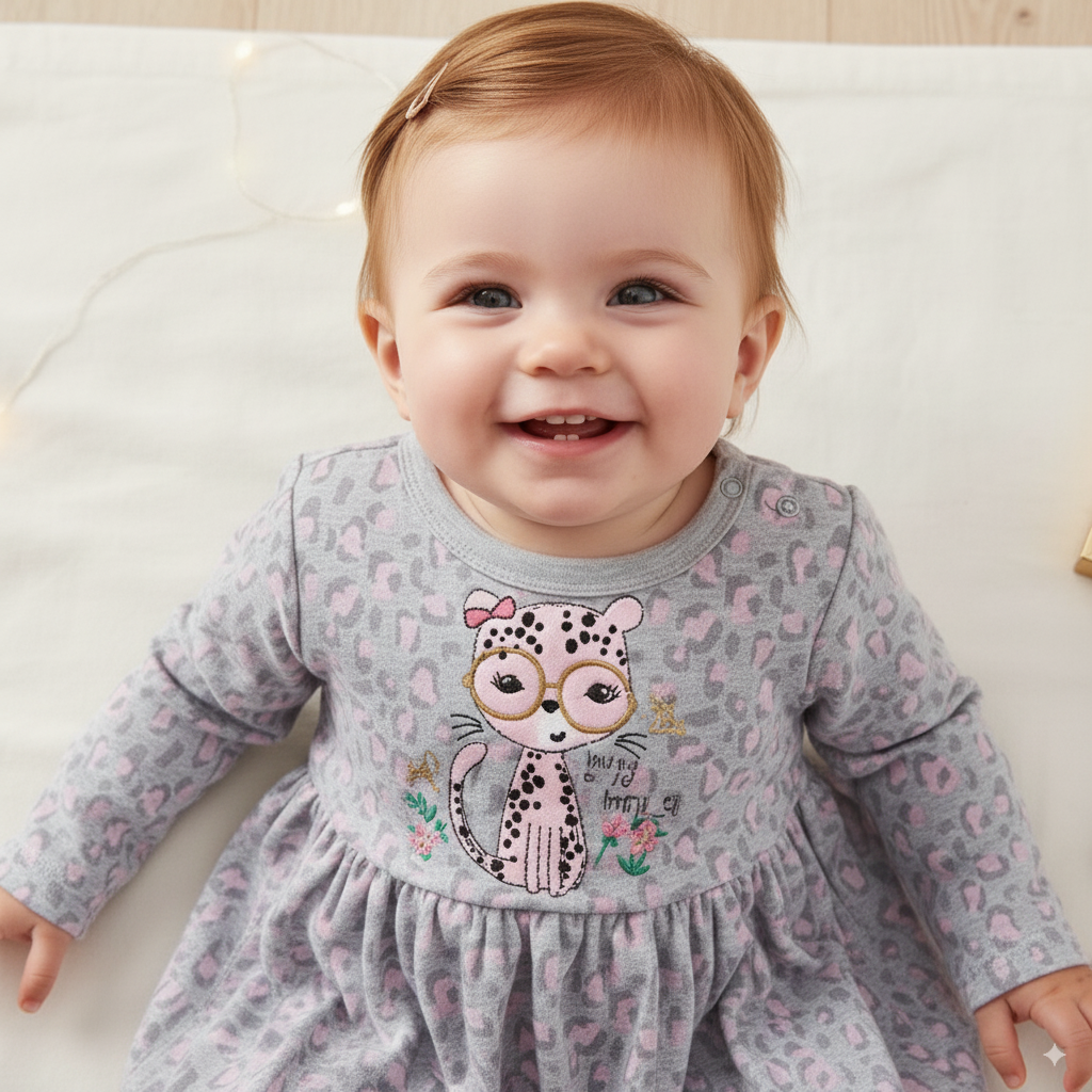 Gray-Pink-Tigress-Leapard-Full-Sleeves-Cotton-Baby-Girl-Frock