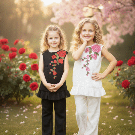 3-9 years Stylish Summer Shirt & Bell Bottom Pants With Lawn Linning