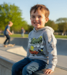 4-10 Years Gray Printed High Quality Hooded Shirt