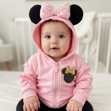 3-9 Months Disney Baby Girls Pink Minnie Guff Hooded