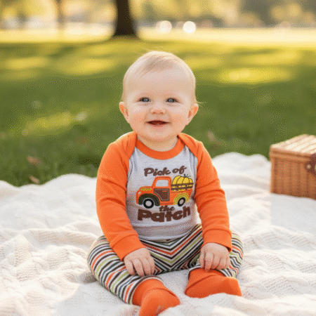 0-9 Months Baby 100% Thick Cotton Bodysuit and Trouser 2pcs Set