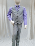 5-8 Years High Quality Grey Pant and Waist coat + Purple Shirt + Tie Set