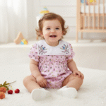 0-24 month Summer Pink & Yellow Flowers Short Legs Polyester Romper