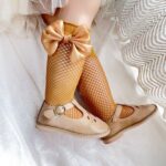 Ginger Yellow Big Bow Lolita Mid-Calf 1-4 years Baby Summer Net Socks