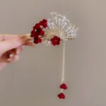 Red flower phoenix twist clip