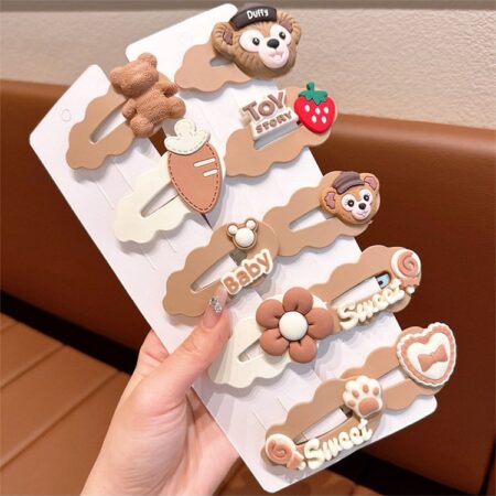 5 Piece Coffee Cute Cartoon Children's Tik Tok Metal Hair Clip
