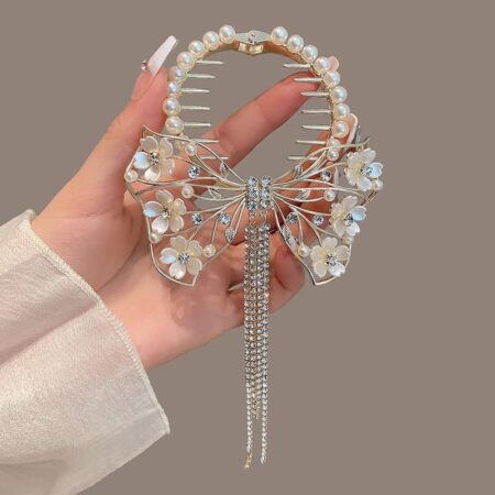 Tie Plum Blossom Bow Tassel Ball Hair clip Ancient Style Ponytail Buckle