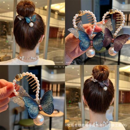 High-end Butterfly Pearl Button hair Catcher