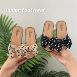 Beige and Black Dots Bow Soft Slipper (2)