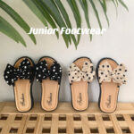 Beige and Black Dots Bow Soft Slipper (2)
