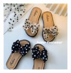 Beige and Black Dots Bow Soft Slipper (2)