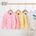 9Month-5 Years yellow&pink Front Open Beautiful heart Embroidered Full Sleeves Cardigan