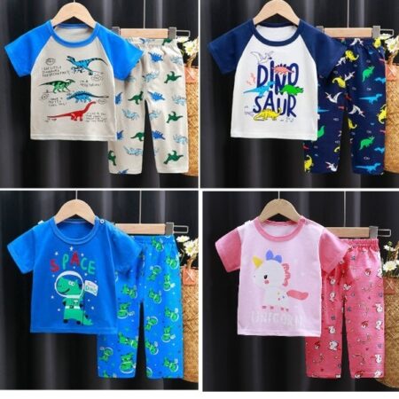 6 Month-6 Years Boys & Girls Cotton 2 Piece Half Sleeves Pajama Set
