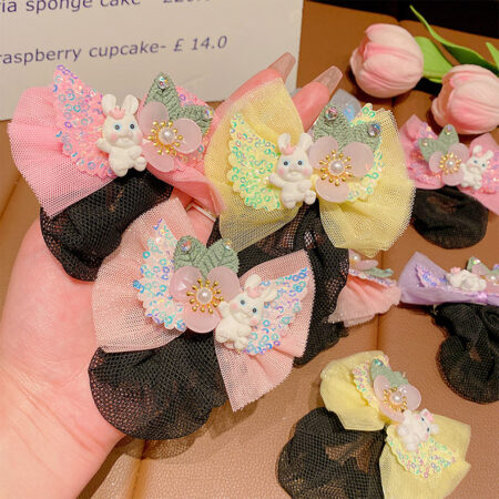 Cute Bear Net Bow Hair Bun Net