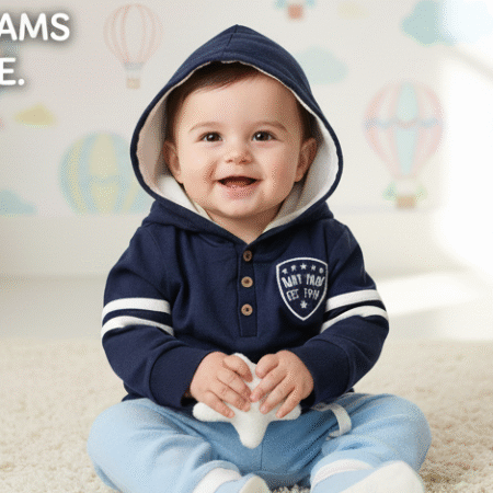 0 to 24 months Baby Boys Navy Cotton Hooded Full Sleeves Shirt