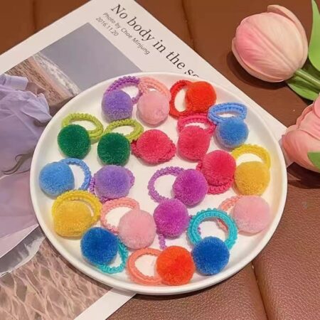 20 Pcs Pom Pom Hair Tying No Damage To Hair Lace Rubber band