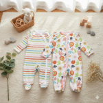 Pack Colorful 0-9 Months Baby Girl Colorful Print 100% Cotton All Cover Jumpsuit