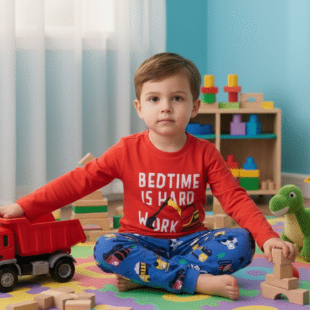 2-6 years Baby 100% Cotton Red Shirt & Blue Trouser 2pcs Set