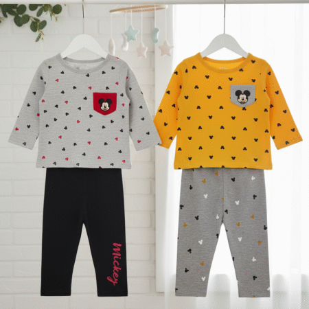 0-9 Months Baby Boy Disney Branded Mickey Full Sleeves Shirt & Trouser