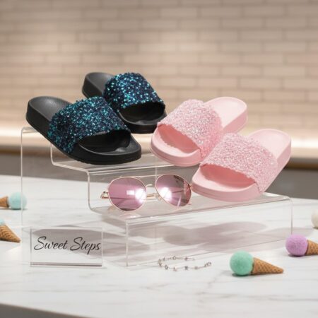 Girls Gorgeous 3D Hearts & Glitter Slippers For Summer