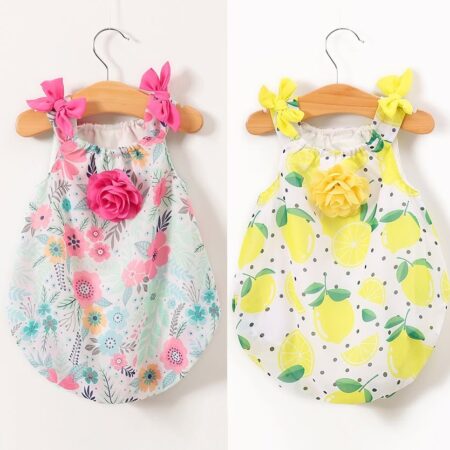 Chiffon Bag Fart Summer Triangle Climbing Floral One-Piece Baby Thin Romper