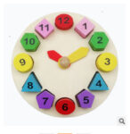 Shape Time Fun Wooden Toy Clock with Removable Number Blocks