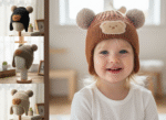 0-5 Years Cute Plus Bear Baby Girl/Boy Wool Cap with Ear Loop