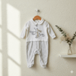 0-3 Months Bunny Embroidered Velvet Romper
