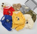 Bear Printed Winter Thick Cotton Hooded Shirt And Trouser With Inner Velvet Lining