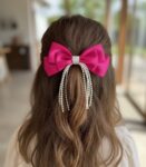 Grace Pearl Hanging Tri-Ribbon Bow Clip