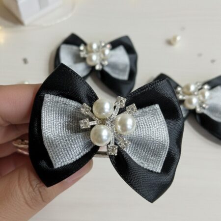 Elegant Pearl Bow Hair Pins Pair