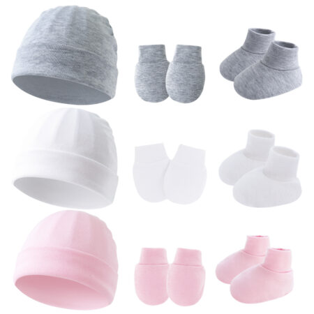 Cotton Cap Mitten & Socks Set