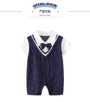 Blue Gentlemen Half Sleeved Half Legged Romper For Baby Boys