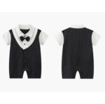 Black Gentlemen Half Sleeved Half Legged Romper For Baby Boys