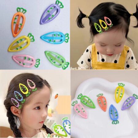 6 Pcs Dopamine Candy Color Dripping Oil Carrots Tik Tok Steel Clips Card