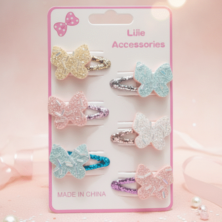 6 Pcs Girls Glitter Butterfly Hair Clips Set