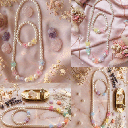 Pastel Dream Pearl Jewelry Set Handcrafted Whimsical Elegance