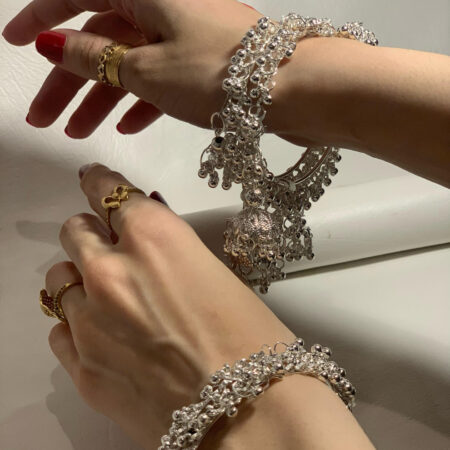 Silver Ghungroo Jhumka Bangles Pair