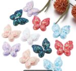 Pair Of Sparkling Sequin Butterfly Alligator Hair Pins