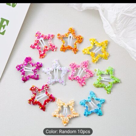 6 Pcs Children's Five-Pointed Star Sequined Star Metal Hairpins