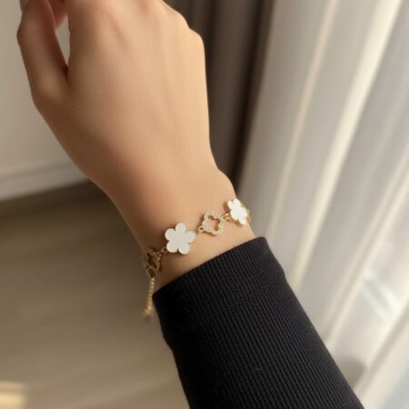 White Clover & Pavé Crystal Station Bracele