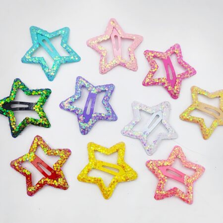 10 Pcs Children's Five-Pointed Star Glitter Metal Hairpins