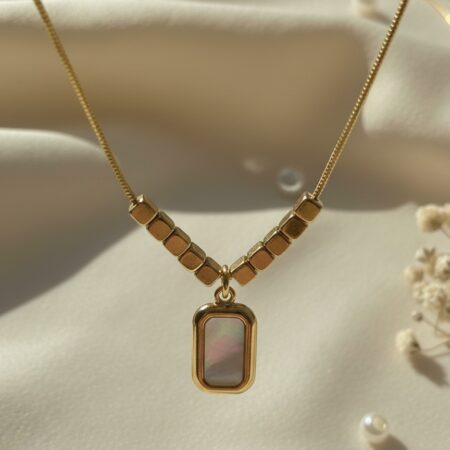 Rectangular Mother-of-Pearl Pendant Necklace