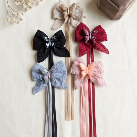 Butterfly Lace Long Ribbon Hair Clips