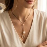 Elegant Lariat Pearl & Pavé Circle Necklace