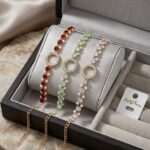 Radiant Circle Stone & Pearl Charm Bracelet