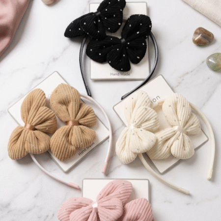 Sparkly Corduroy Plush Butterfly Headband – Cute Hair Accessories