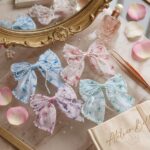 Elegant Floral Bow Alligator Hair Clip with Pearl Accents